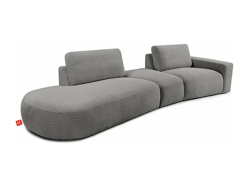 Canapé d'angle moderne gauche - ZUCCO - 4 places - tissu boucle - Gris