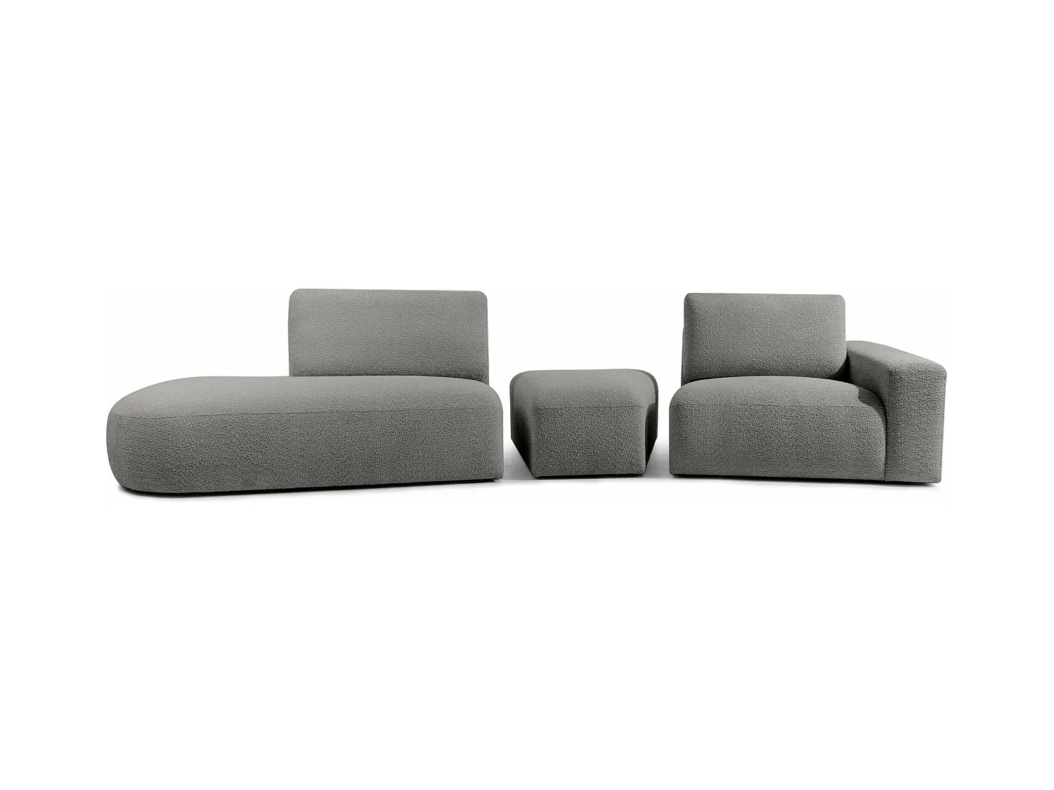Ecksofa links - modern - ZUCCO - 4-Sitzer - Boucle - Grau