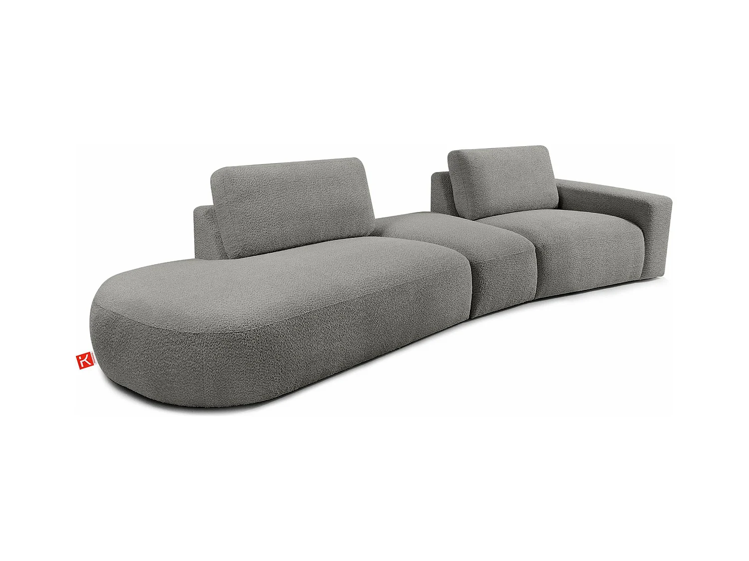 Canapé d'angle moderne gauche - ZUCCO - 4 places - tissu boucle - Gris