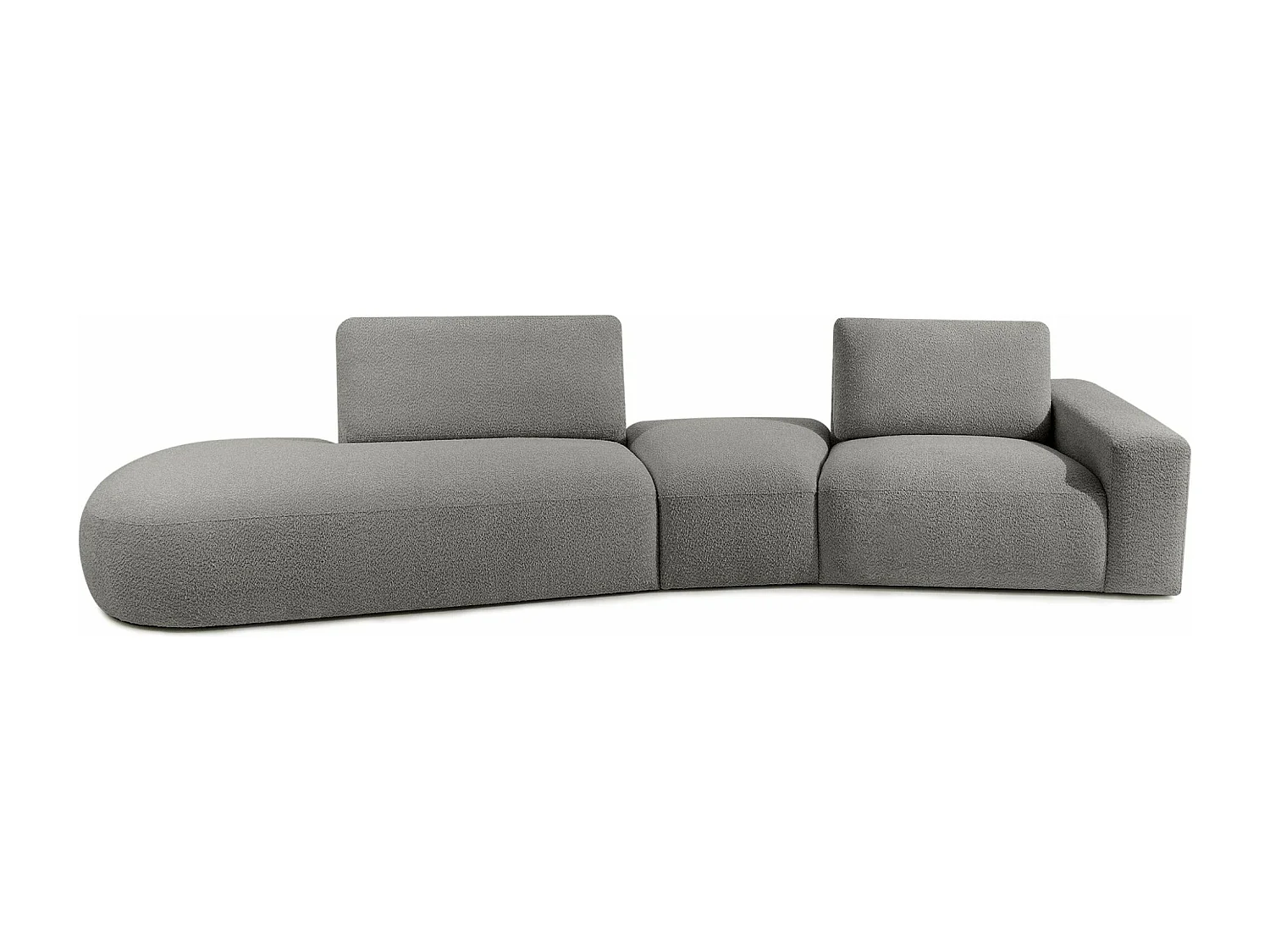 Ecksofa links - modern - ZUCCO - 4-Sitzer - Boucle - Grau