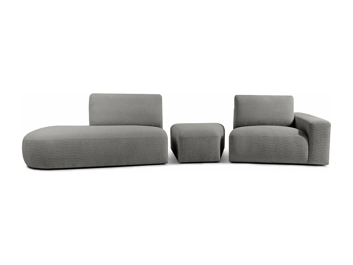 Ecksofa links - modern - ZUCCO - 4-Sitzer - Boucle - Grau