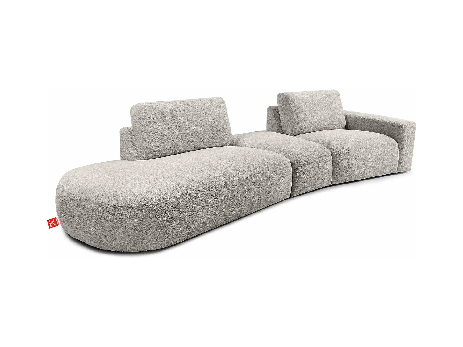 Canapé d'angle moderne gauche - ZUCCO - 4 places - tissu boucle - Brun clair