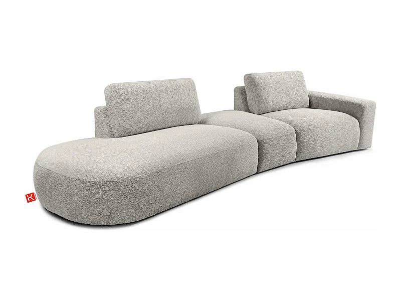 Canapé d'angle moderne gauche - ZUCCO - 4 places - tissu boucle - Brun clair