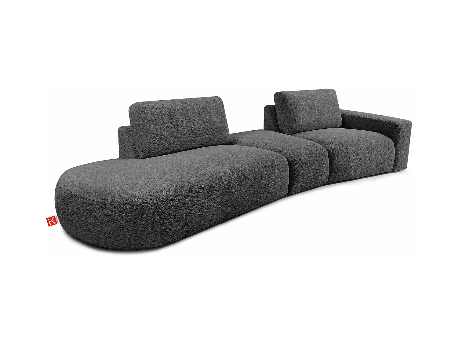 Canapé d'angle moderne gauche - ZUCCO - 4 places - tissu boucle - Graphite