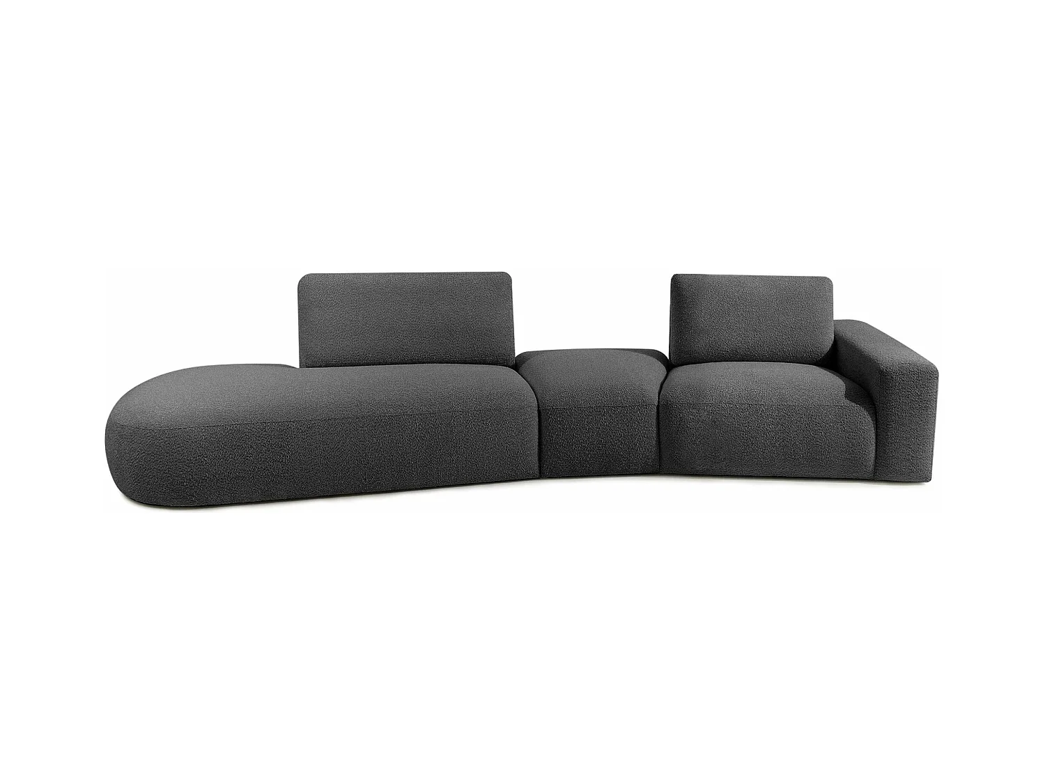 Canapé d'angle moderne gauche - ZUCCO - 4 places - tissu boucle - Graphite