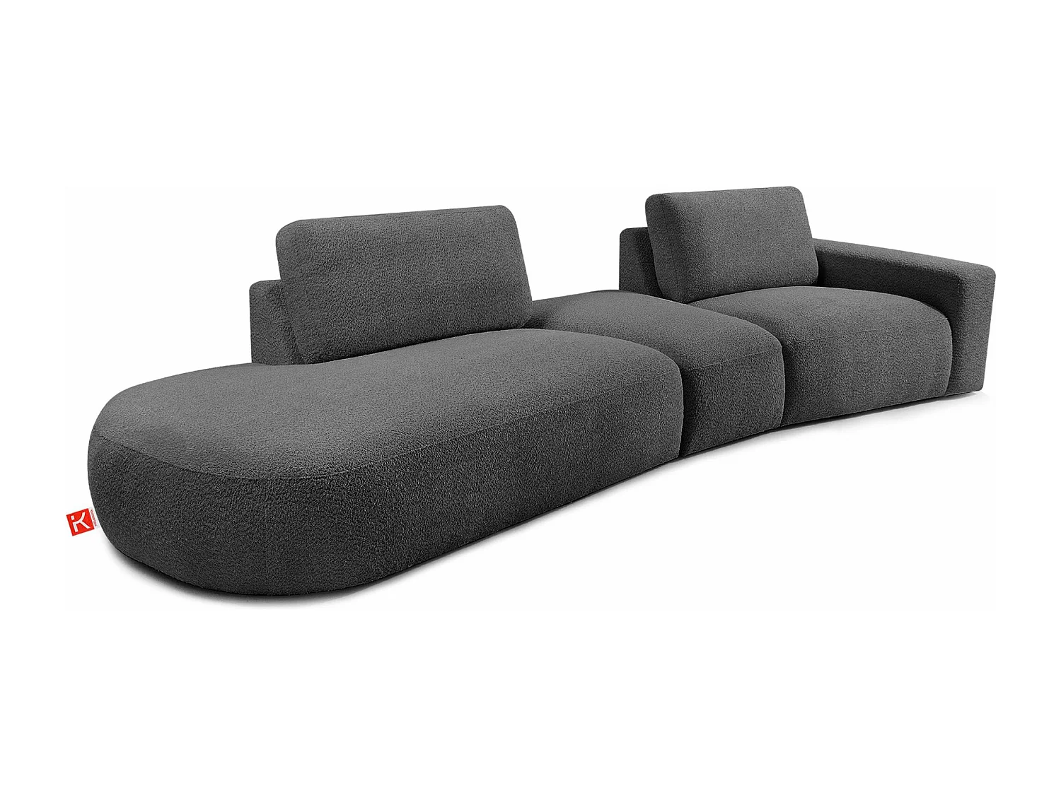 Ecksofa links - modern - ZUCCO - 4-Sitzer - Boucle - Graphit