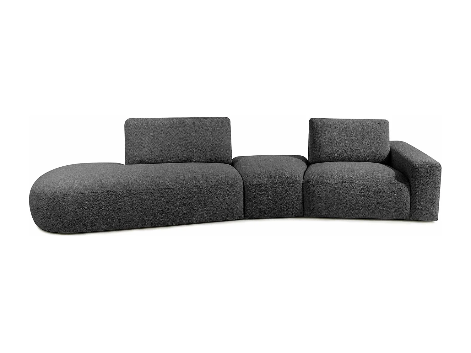 Ecksofa links - modern - ZUCCO - 4-Sitzer - Boucle - Graphit