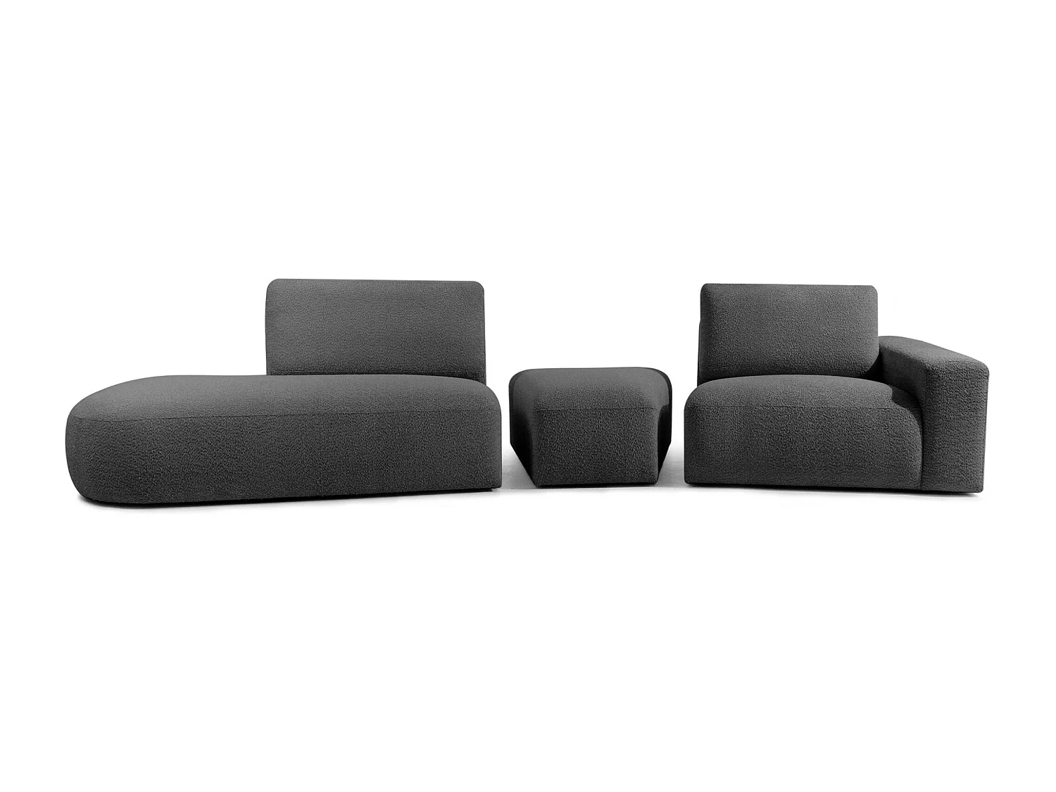 Ecksofa links - modern - ZUCCO - 4-Sitzer - Boucle - Graphit
