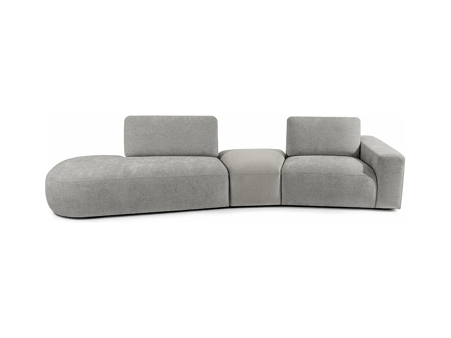Ecksofa links - modern - ZUCCO - 4-Sitzer - Chenille Stoff - Hellgrau