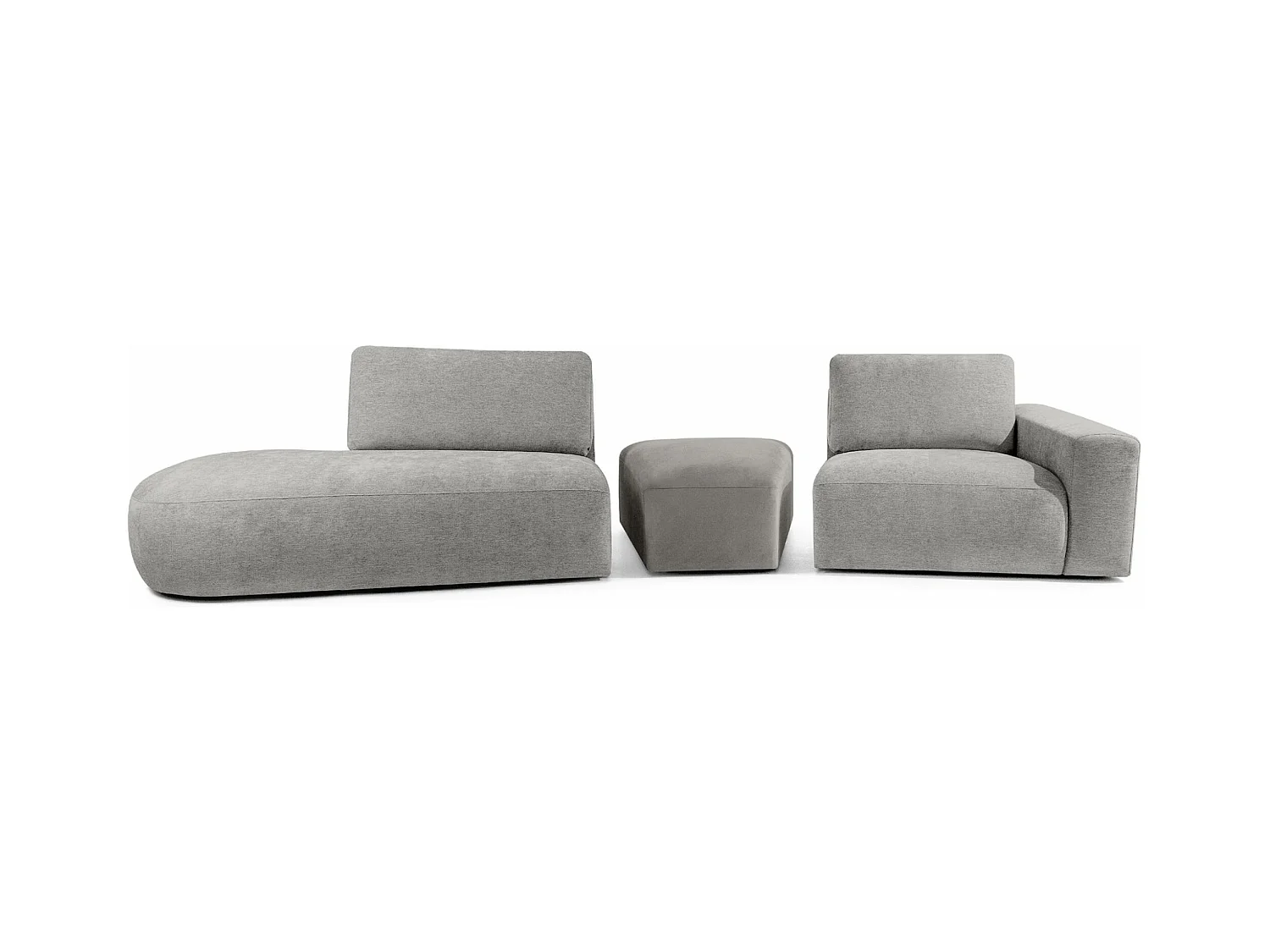Ecksofa links - modern - ZUCCO - 4-Sitzer - Chenille Stoff - Hellgrau