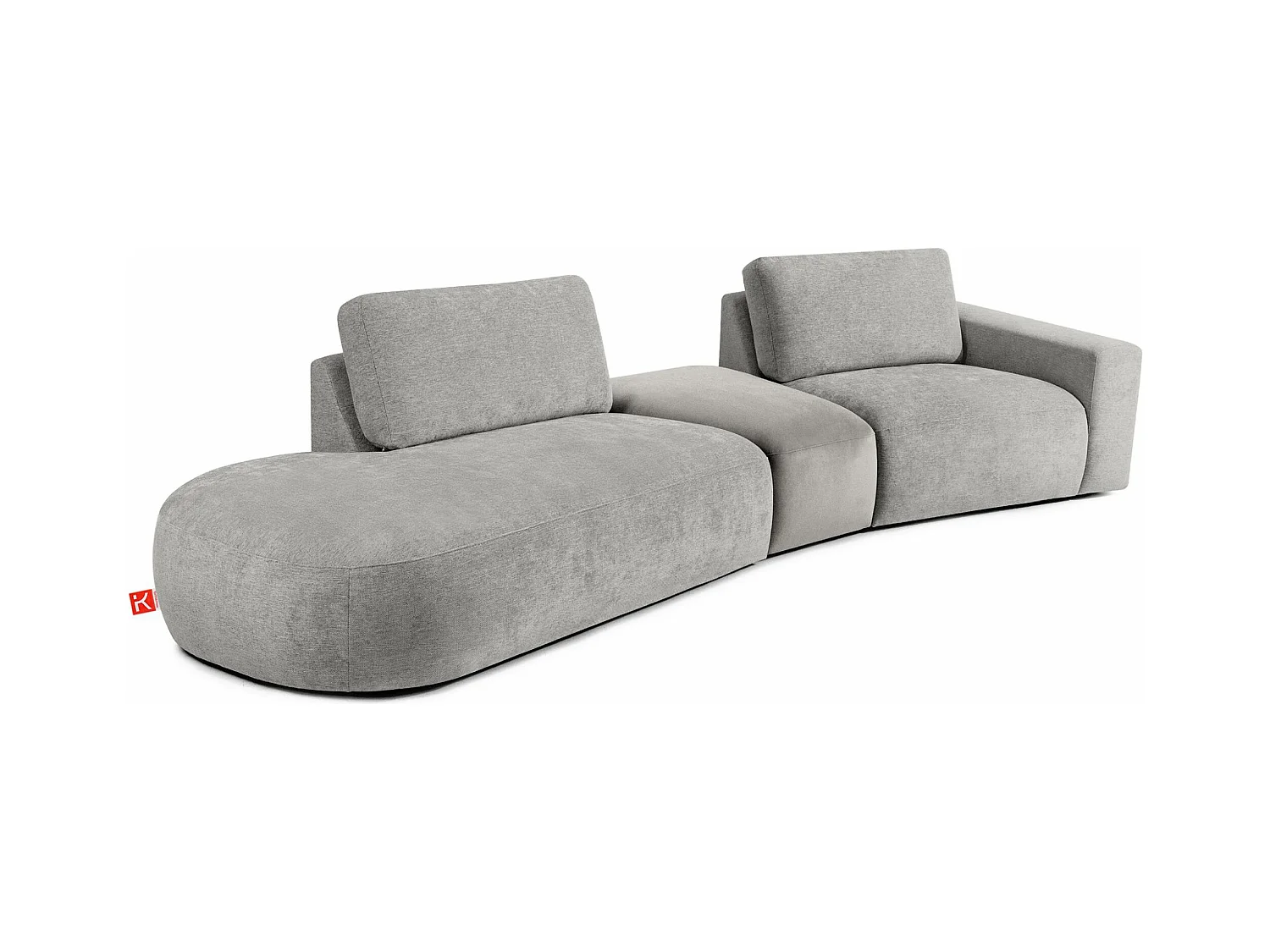 Canapé d'angle moderne gauche - ZUCCO - 4 places - tissu chenille - Gris clair