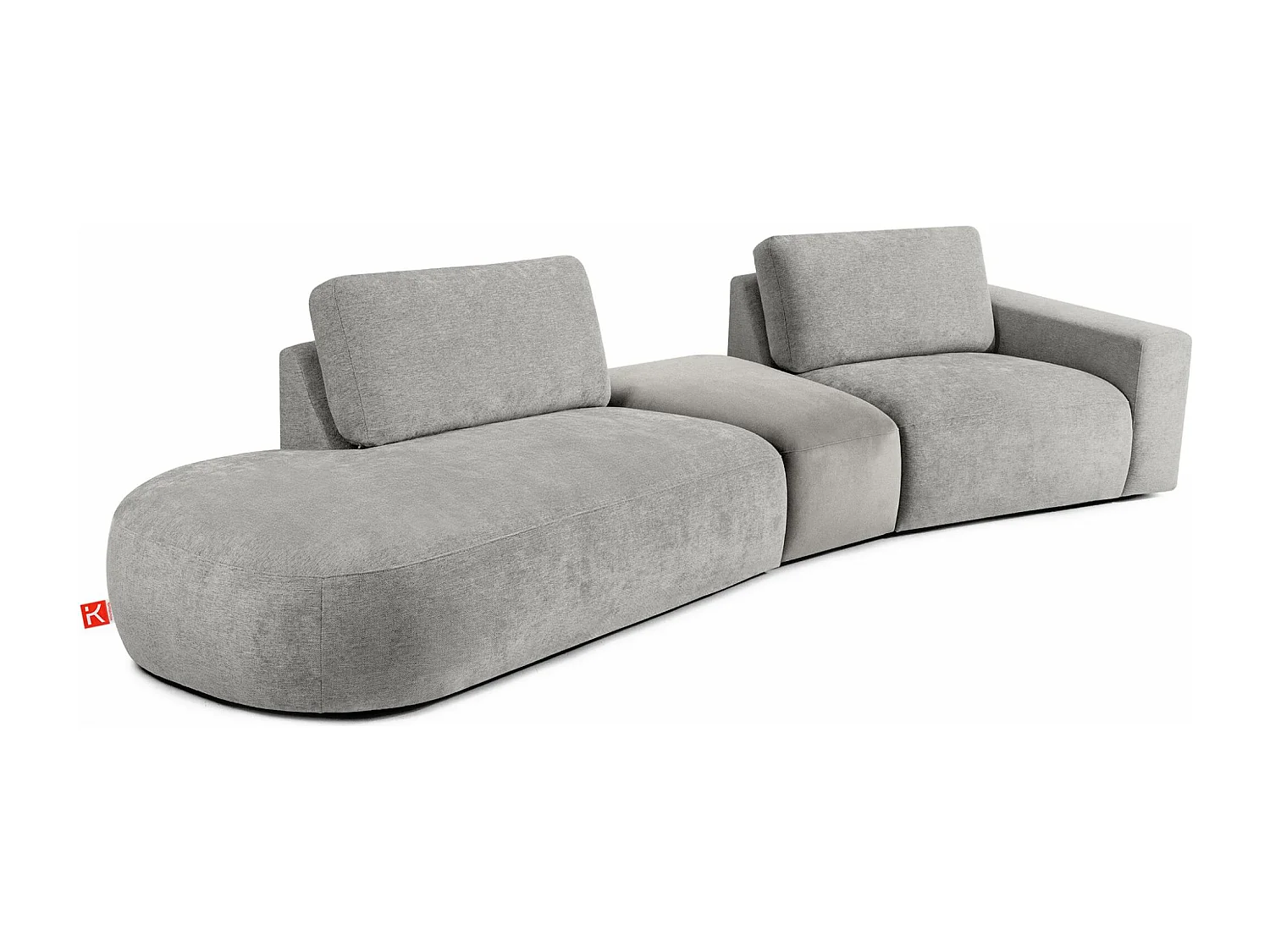 Ecksofa links - modern - ZUCCO - 4-Sitzer - Chenille Stoff - Hellgrau