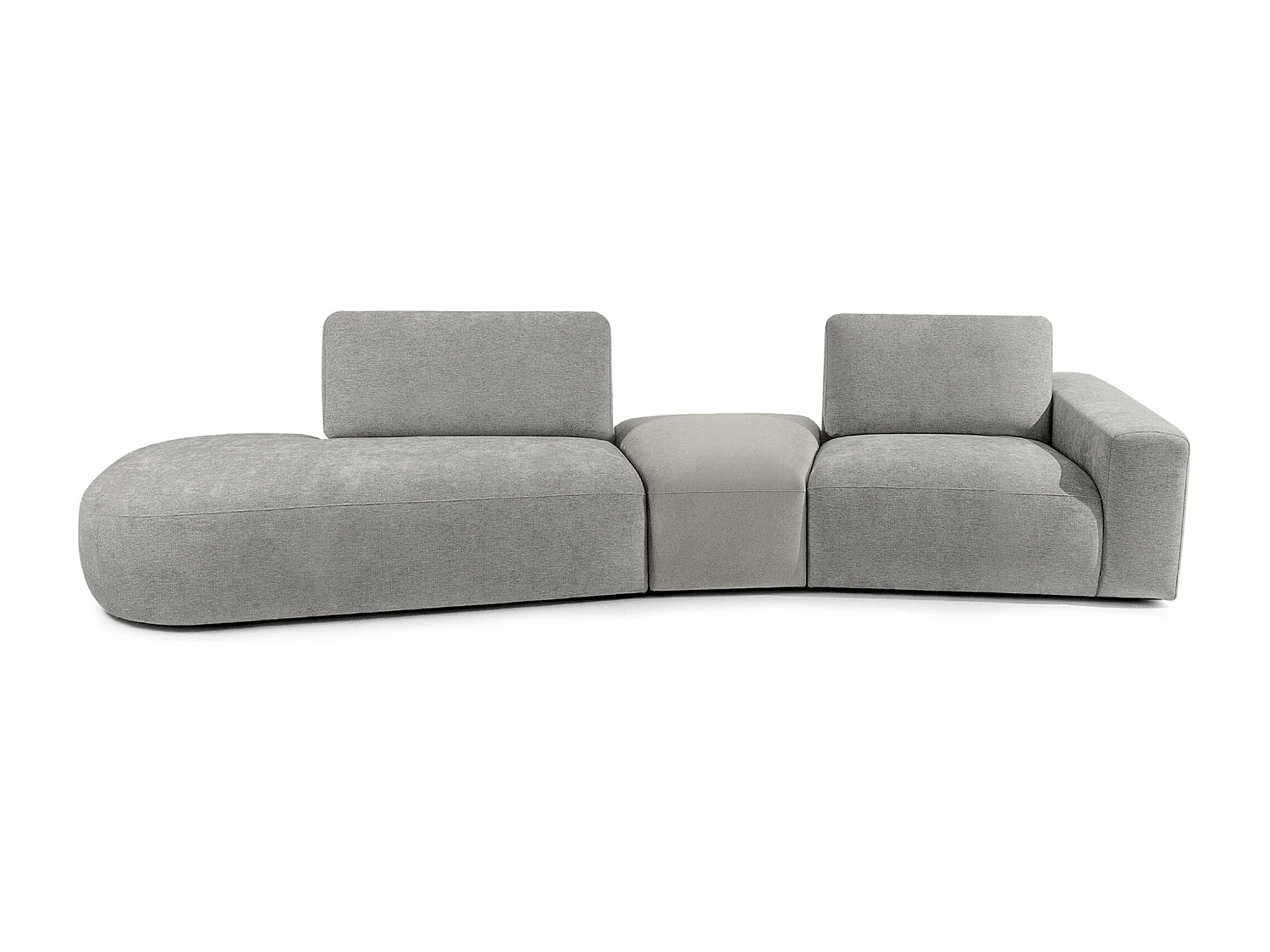 Ecksofa links - modern - ZUCCO - 4-Sitzer - Chenille Stoff - Hellgrau