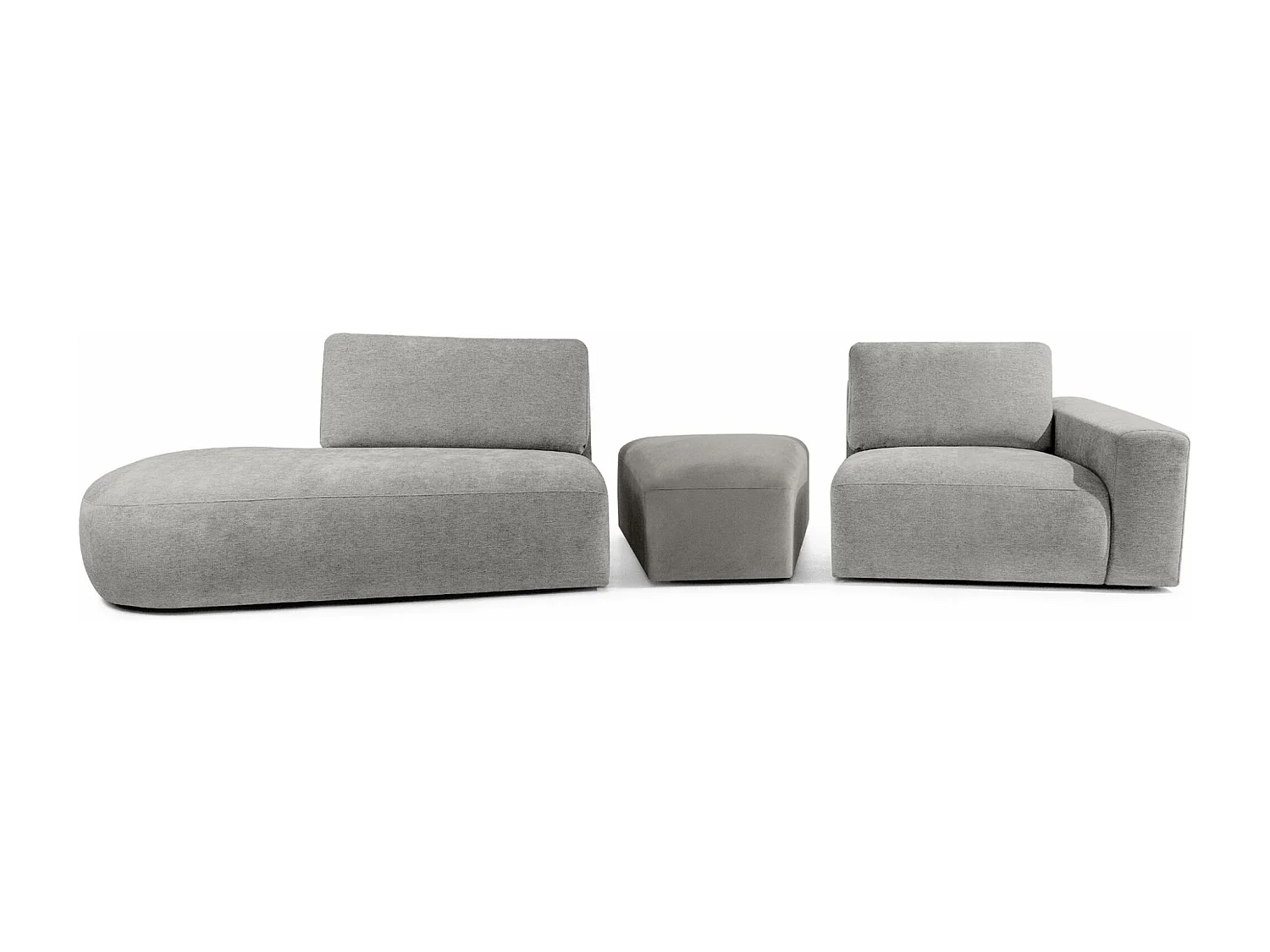 Ecksofa links - modern - ZUCCO - 4-Sitzer - Chenille Stoff - Hellgrau