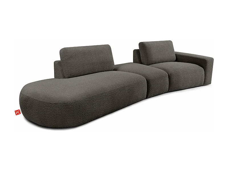 Canapé d'angle moderne gauche - ZUCCO - 4 places - tissu boucle - Brun foncé