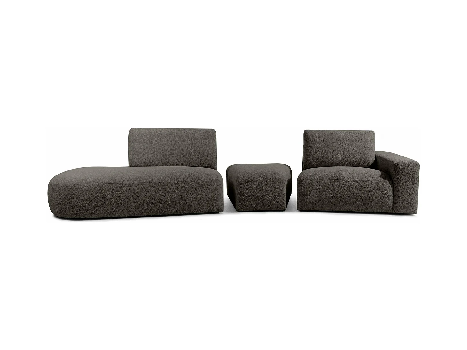 Ecksofa links - modern - ZUCCO - 4-Sitzer - Boucle - Dunkelbraun