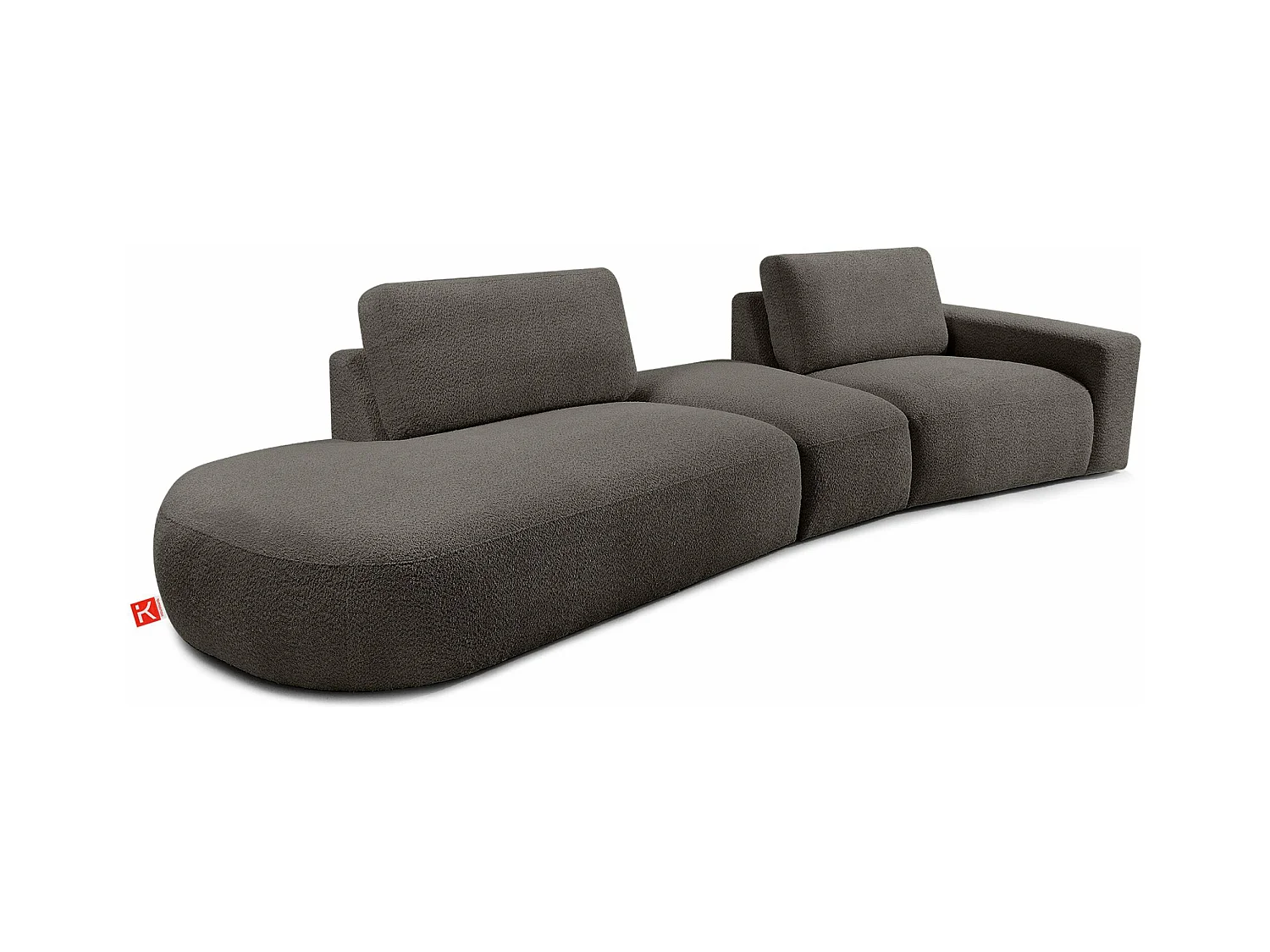 Canapé d'angle moderne gauche - ZUCCO - 4 places - tissu boucle - Brun foncé