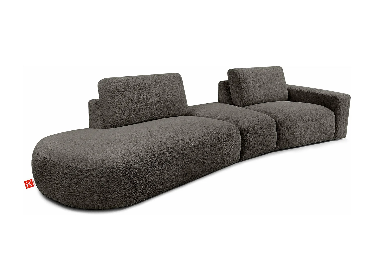 Canapé d&#039;angle moderne gauche - ZUCCO - 4 places - tissu boucle - Brun foncé