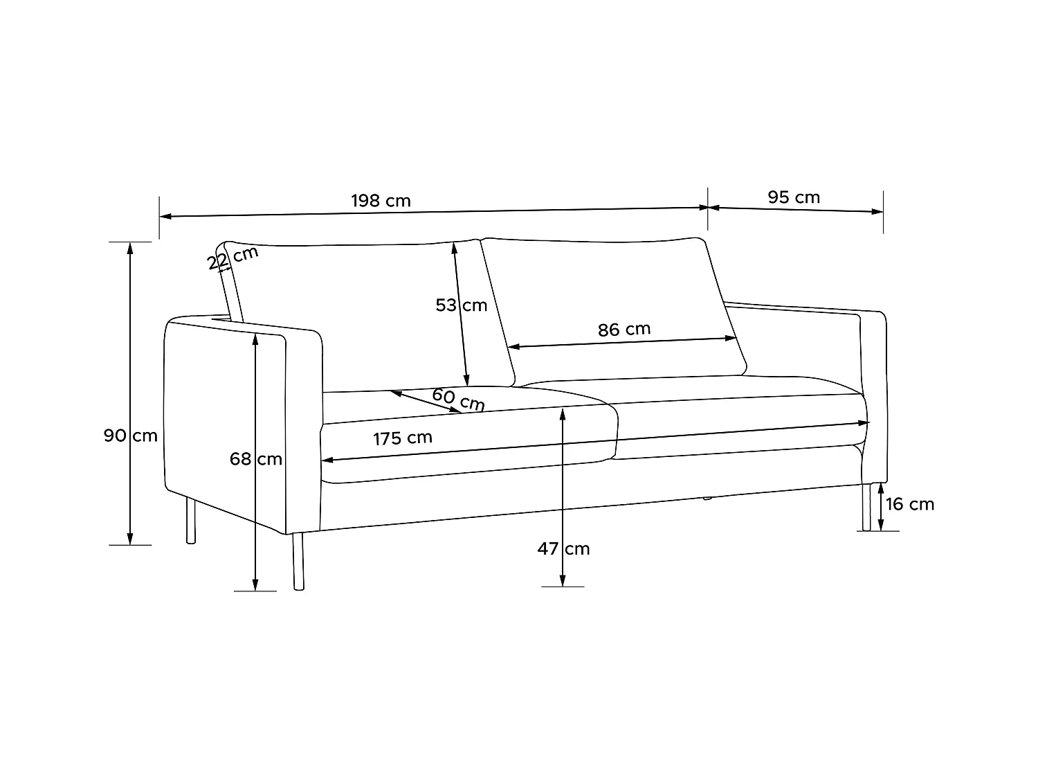 Sofa LUMO - 3-Sitzer - Dunkelblau