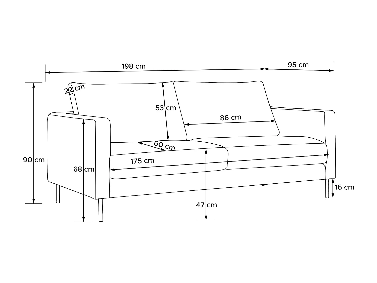 Sofa LUMO - 3-Sitzer - Dunkelblau