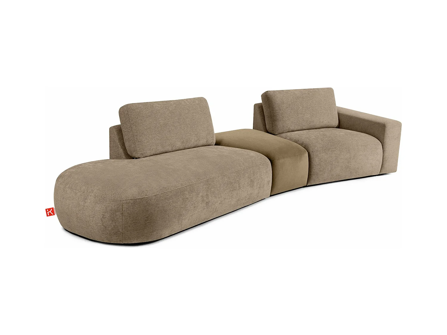 Ecksofa links - modern - ZUCCO - 4-Sitzer - Chenille Stoff - Beige