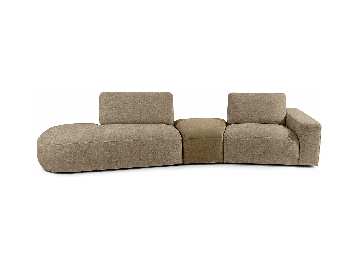 Ecksofa links - modern - ZUCCO - 4-Sitzer - Chenille Stoff - Beige