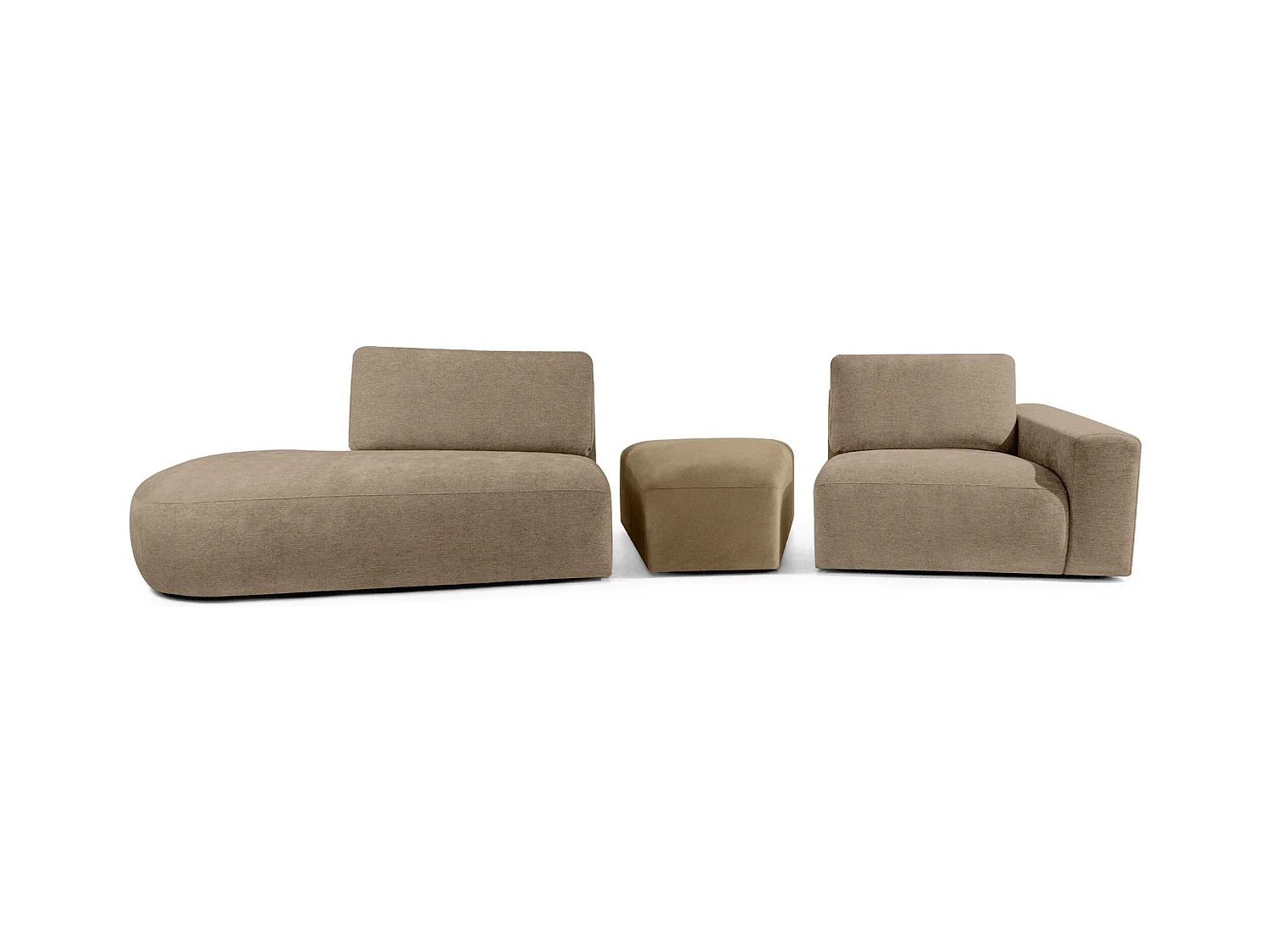 Ecksofa links - modern - ZUCCO - 4-Sitzer - Chenille Stoff - Beige