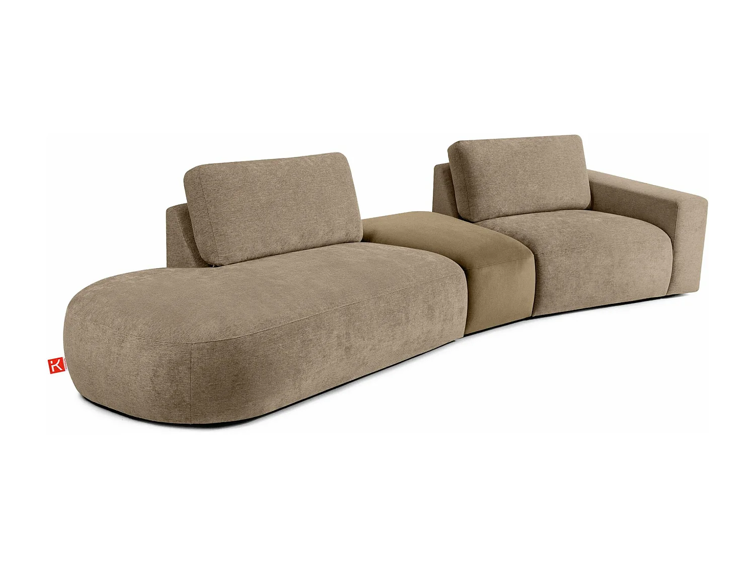Ecksofa links - modern - ZUCCO - 4-Sitzer - Chenille Stoff - Beige