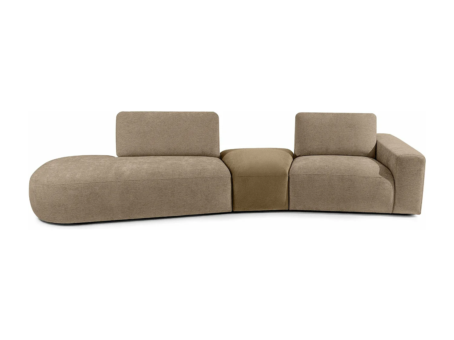Ecksofa links - modern - ZUCCO - 4-Sitzer - Chenille Stoff - Beige