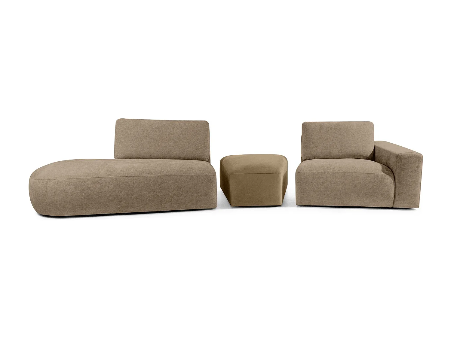 Ecksofa links - modern - ZUCCO - 4-Sitzer - Chenille Stoff - Beige