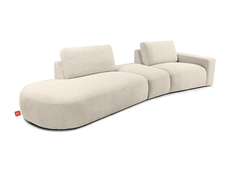 Canapé d'angle moderne gauche - ZUCCO - 4 places - tissu boucle - Beige