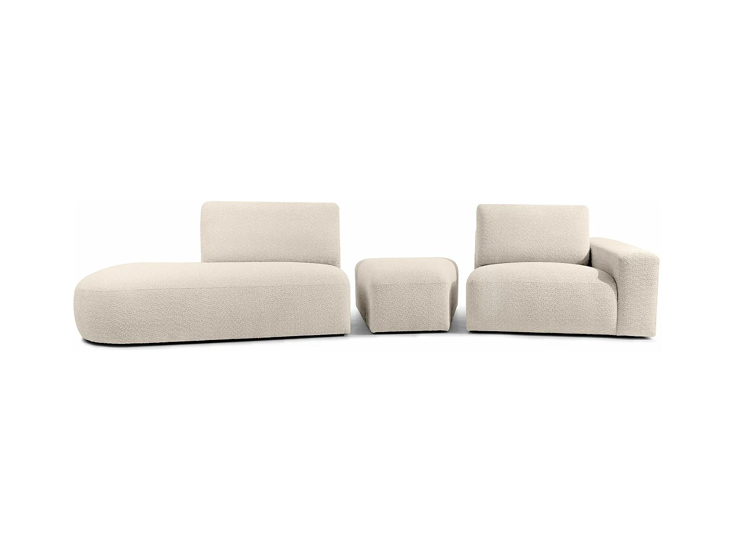 Ecksofa links - modern - ZUCCO - 4-Sitzer - Boucle - Beige
