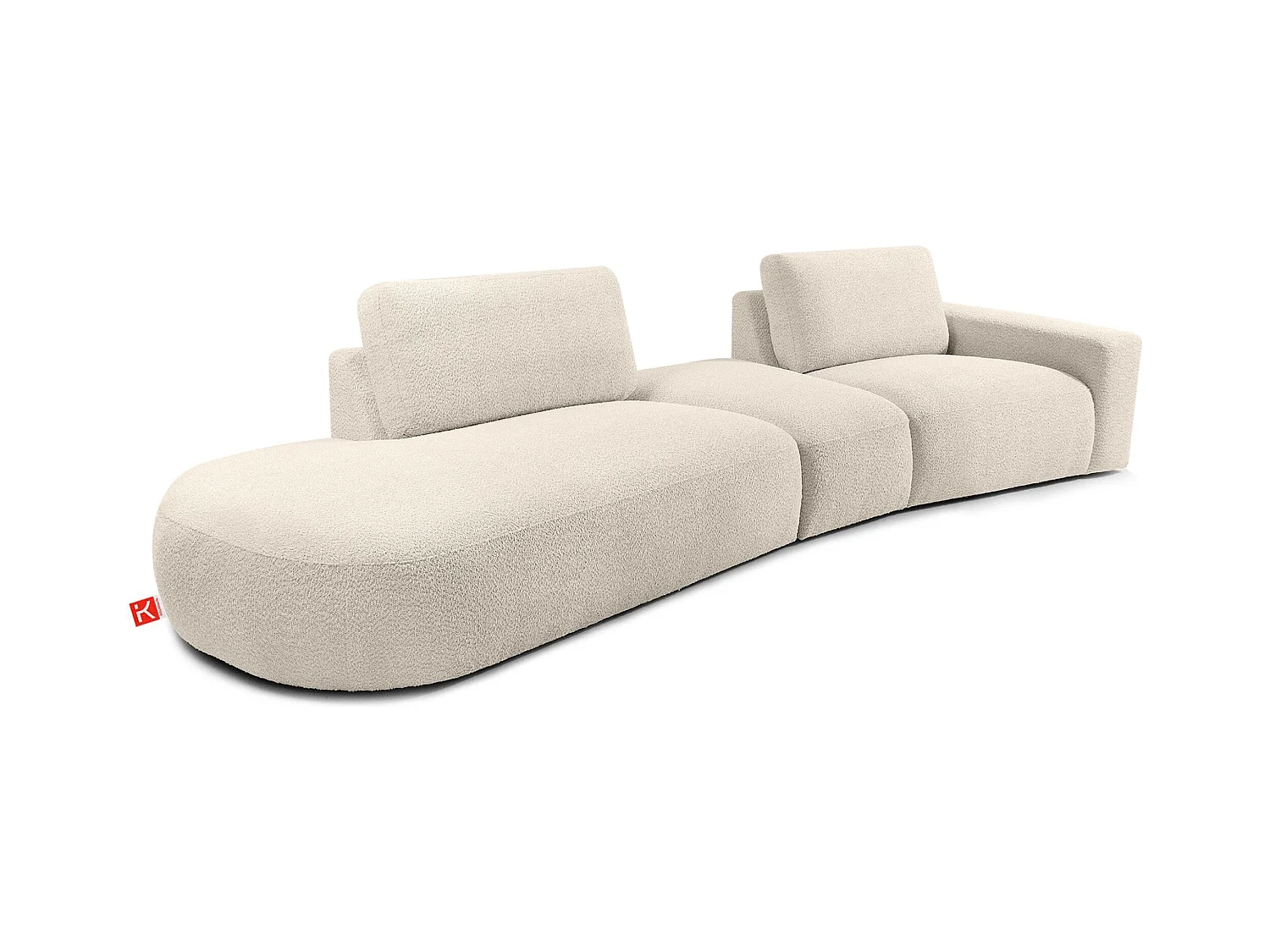 Canapé d'angle moderne gauche - ZUCCO - 4 places - tissu boucle - Beige
