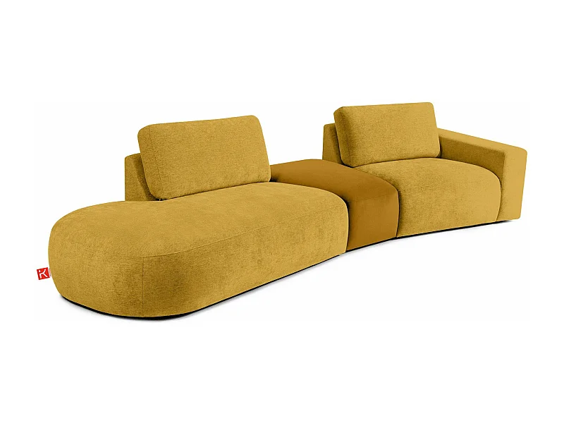 Ecksofa links - modern - ZUCCO - 4-Sitzer - Chenille Stoff - Gelb