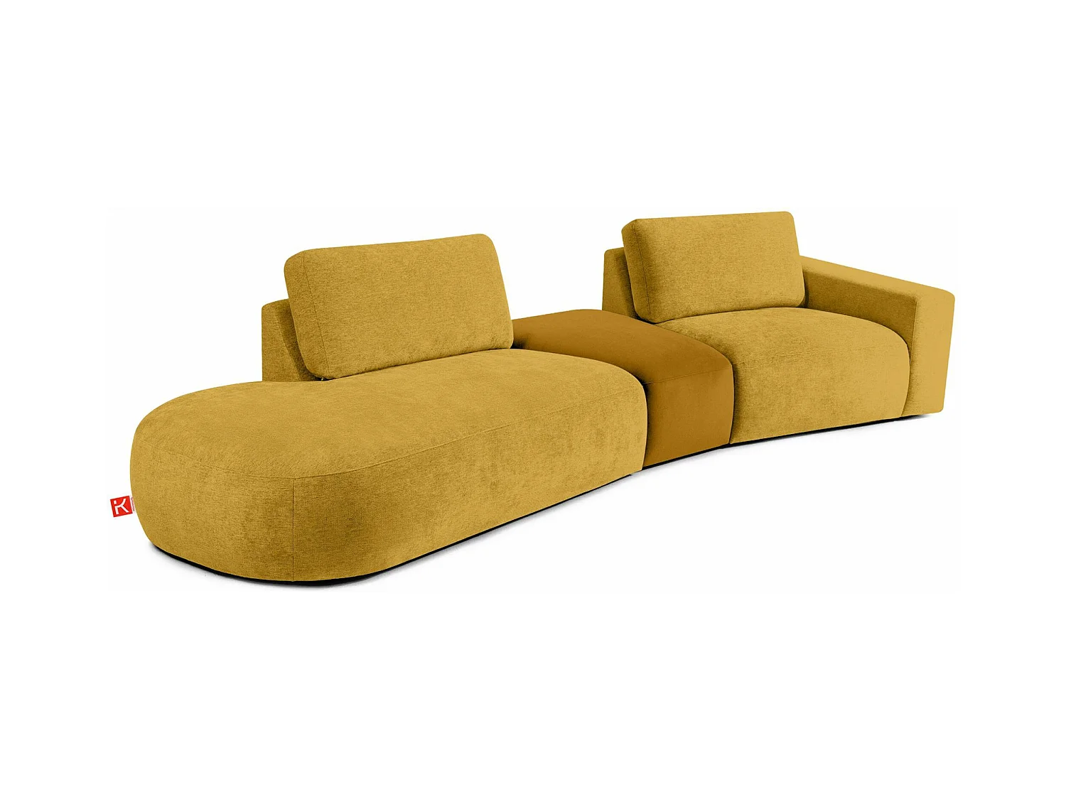 Canapé d'angle moderne gauche - ZUCCO - 4 places - tissu chenille - Jaune