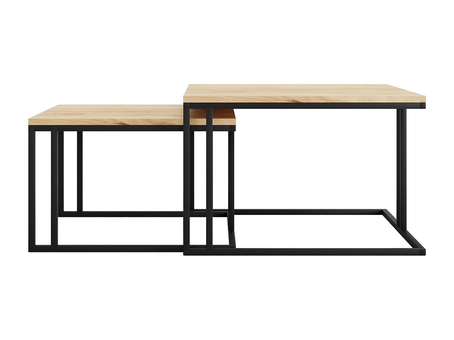 quadratischer Kaffeetisch KORA 2 in 1 Couchtisch Sofatisch Kaffeetisch Wohnzimmer (schwarz und goldene Eiche)