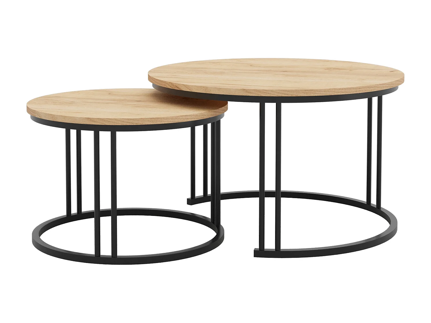 Runder Couchtisch 2 in 1 ROXY Sofatisch Kaffeetisch Wohnzimmer (schwarz und goldene Eiche)