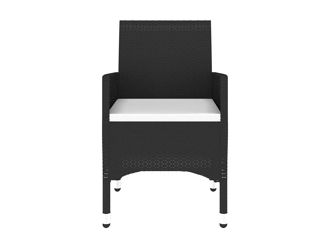 Mobilier à dîner de jardin 3 pcs Résine tressée Noir
