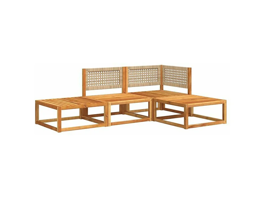 Salon de jardin avec coussins 4 pcs bois d'acacia massif