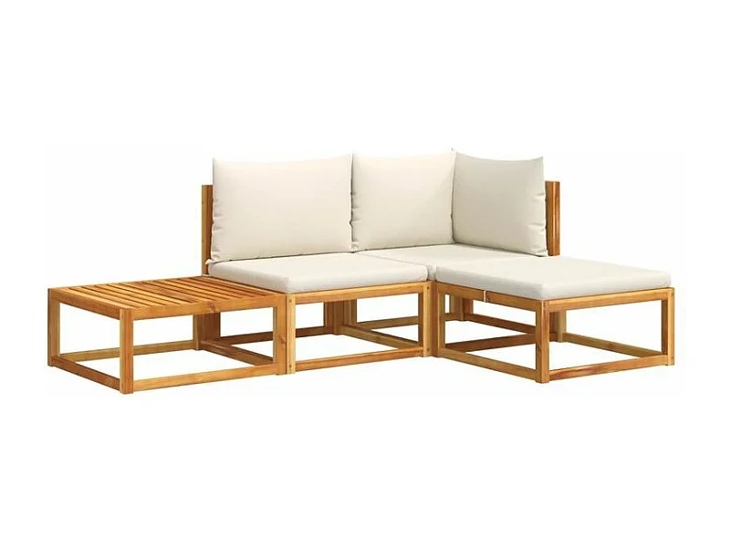 Salon de jardin avec coussins 4 pcs bois d'acacia massif