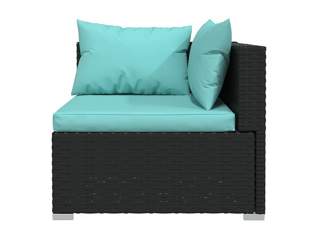 Salon de jardin 6 pcs avec coussins Résine tressée Noir