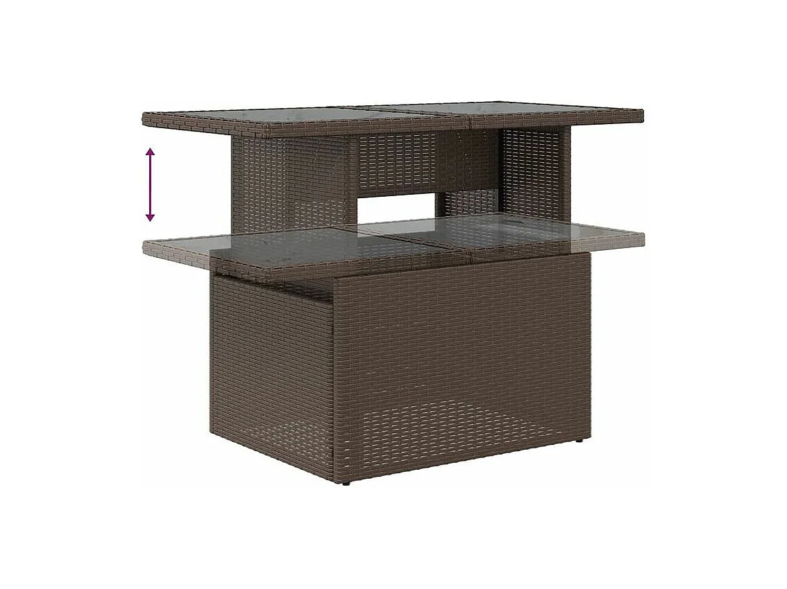 Salon de jardin 10 pcs avec coussins marron résine tressée