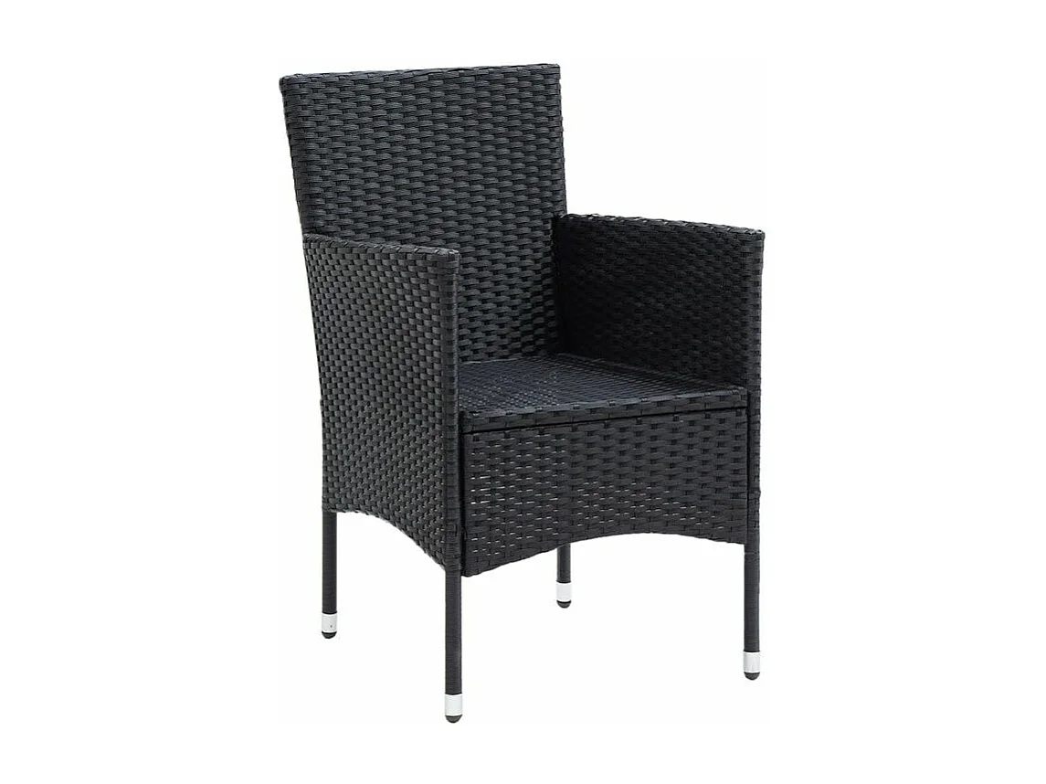 Mobilier à dîner de jardin et coussins 3pcs Résine tressée Noir