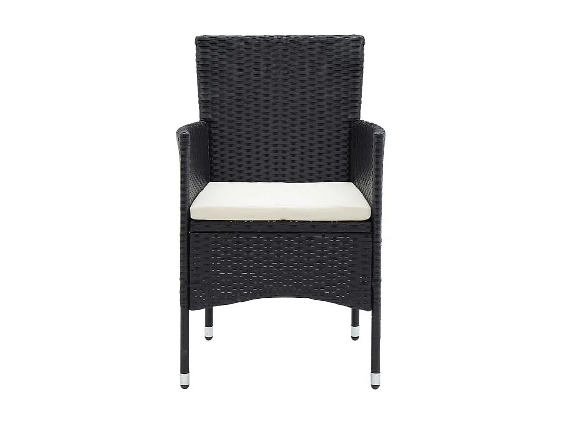 Mobilier à dîner de jardin et coussins 3pcs Résine tressée Noir