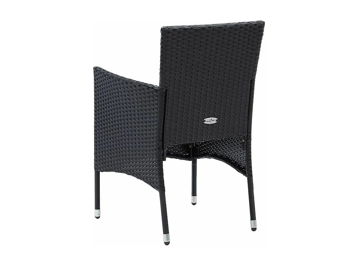 Mobilier à dîner de jardin et coussins 3pcs Résine tressée Noir