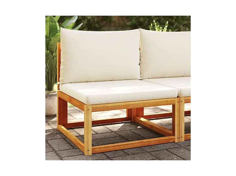 Canapé de jardin sans accoudoirs coussins bois massif d'acacia