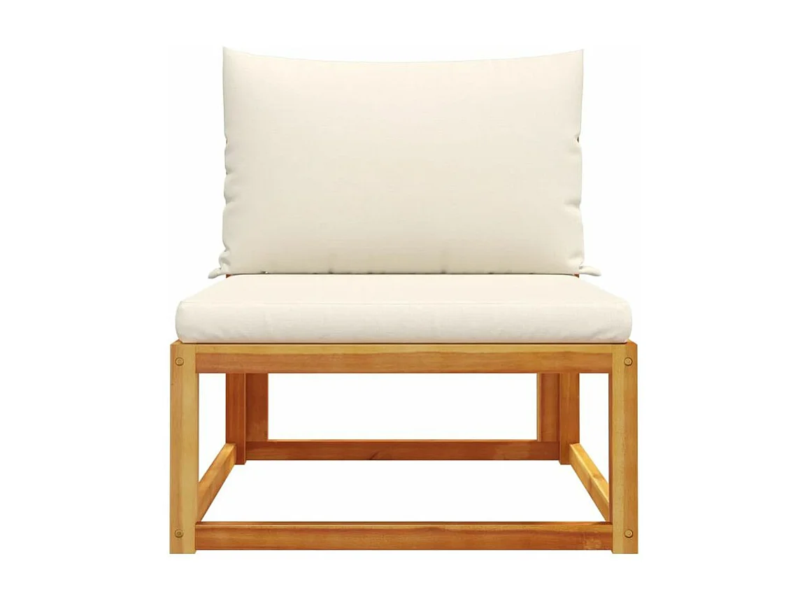 Canapé de jardin sans accoudoirs coussins bois massif d'acacia