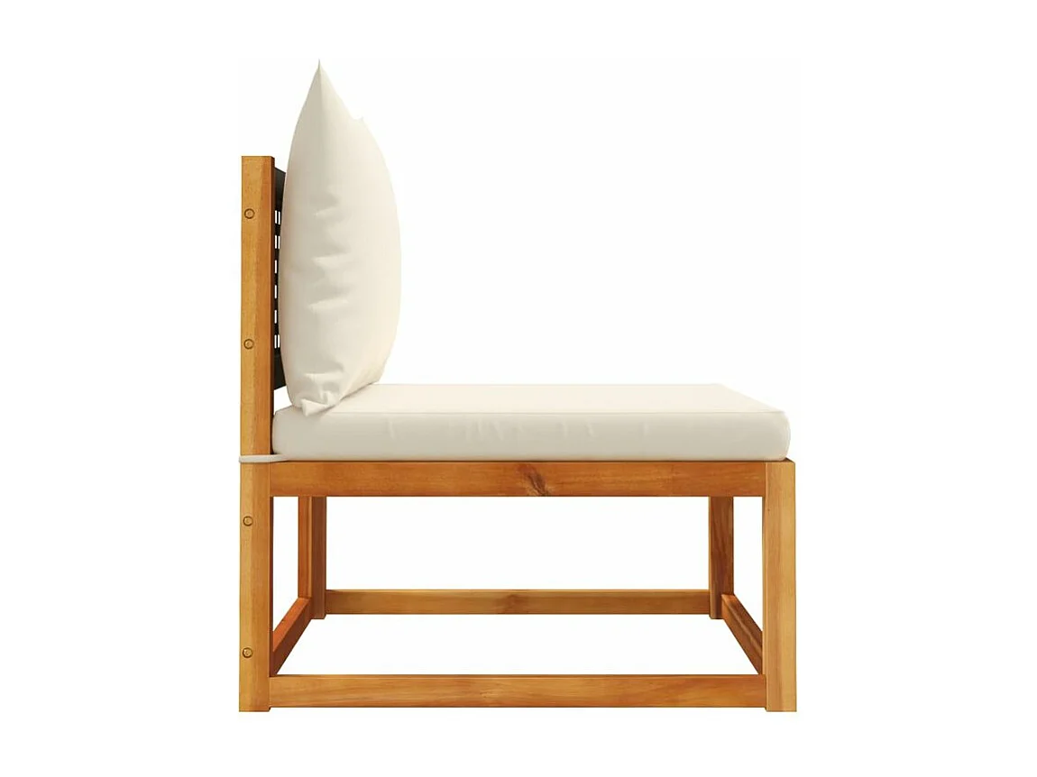 Canapé de jardin sans accoudoirs coussins bois massif d'acacia