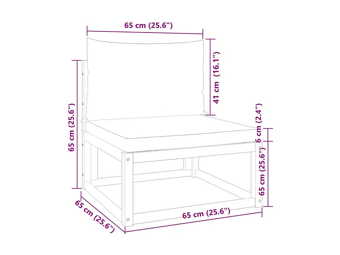 Canapé de jardin sans accoudoirs coussins bois massif d'acacia
