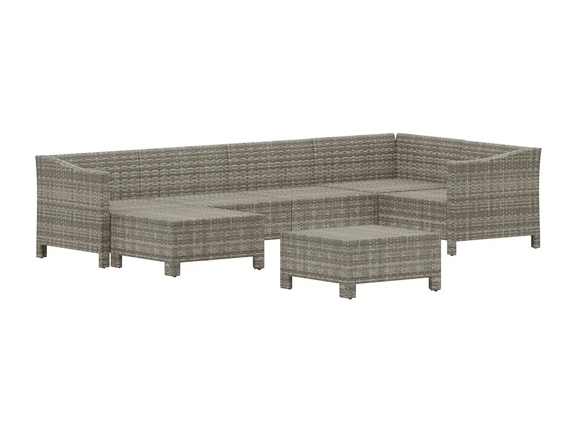 Salon de jardin 7 pcs avec coussins Gris Résine tressée